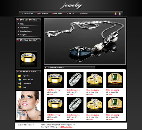 Thiết kế web trang sức - vàng bạc